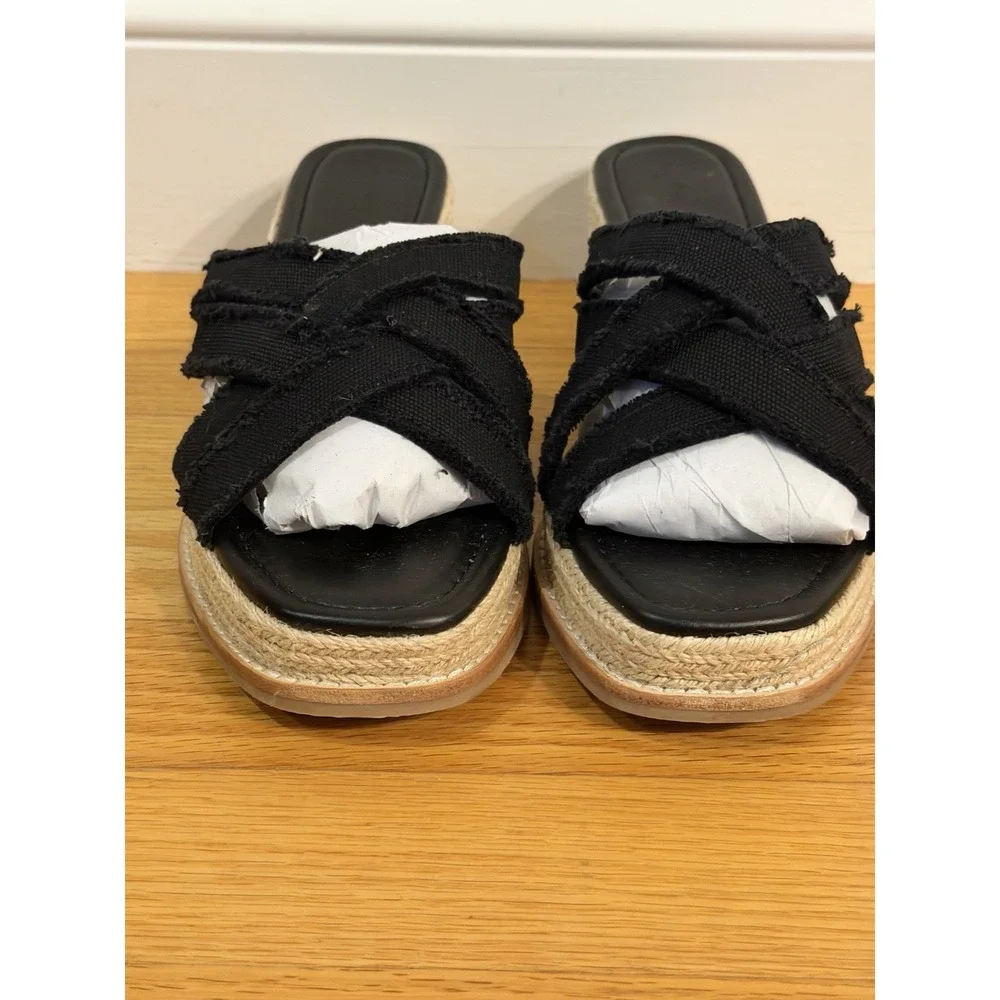 Splendid Delliny wedge sandals in black, Women's Size 10